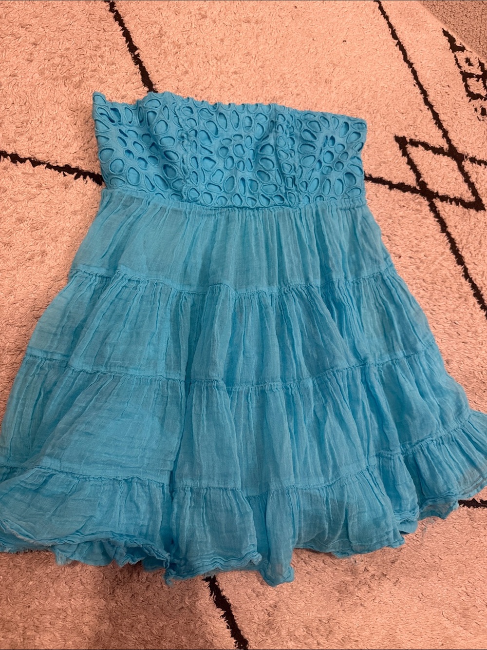 free people one tube top flare Blue Tiered Strapless L